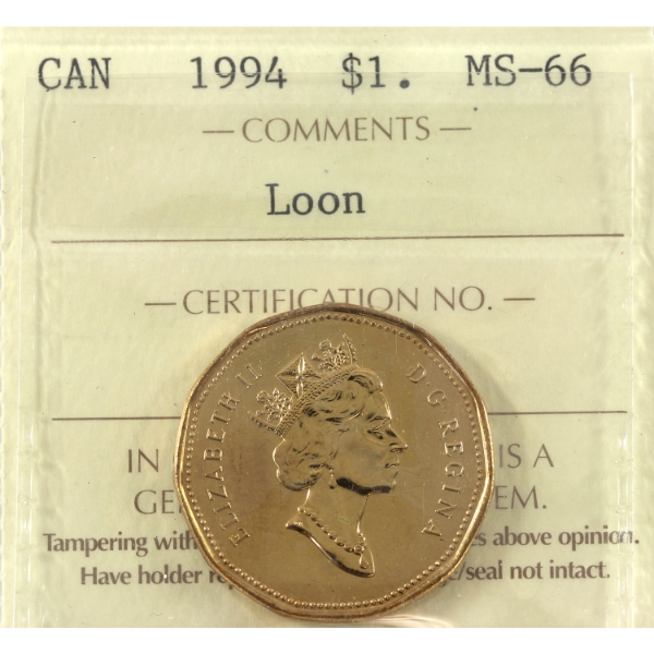 Loon $1 1994 Loon ICCS MS66