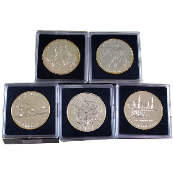 Group Lot of 1986-1994 Brilliant Uncirculated Silver Dollars. 5pcs.