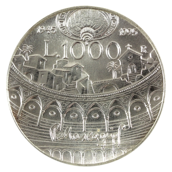 Italy Silver 1995R 1000 Lire BU+