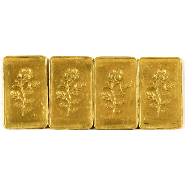 4x 1g PAMP Suisse Rosa .9999 Fine Gold Bars. 4pcs. (Tax Exempt)