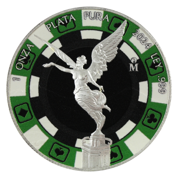 1oz Mexico 2024 Libertad Green Poker Chip .999 Fine Silver Round (Tax Exempt)
