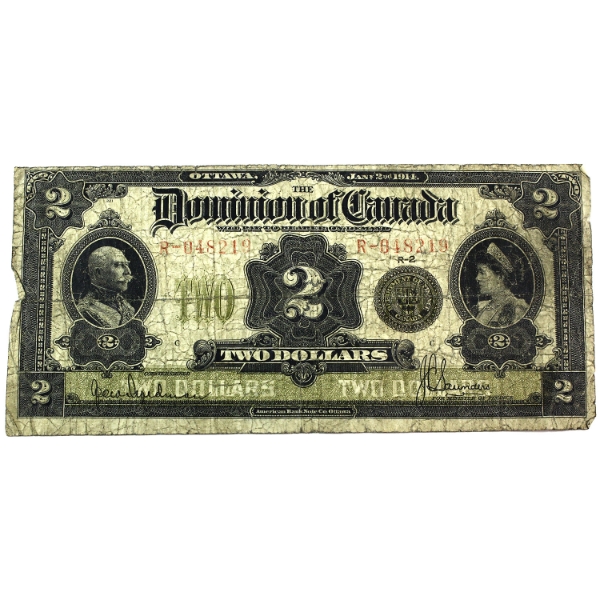 DC-22d 1914 $2 Seal Over ONE G SN: R-048219