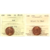 Image 1 : 1-cent 1984 & 1985 Blunt 5 ICCS MS65 Red. 2pcs