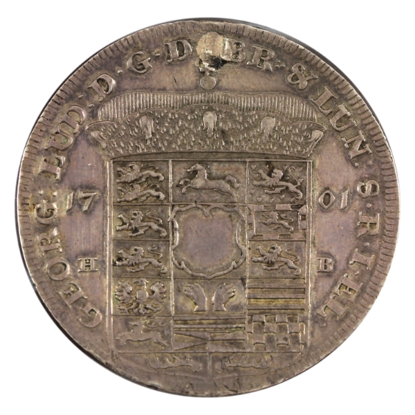 German States-Brunswick-Luneburg-Calenburg-Hannover Silver 1701HB Thaler HIB Engraved AU