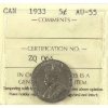 Image 1 : 5-cent 1933 ICCS AU55