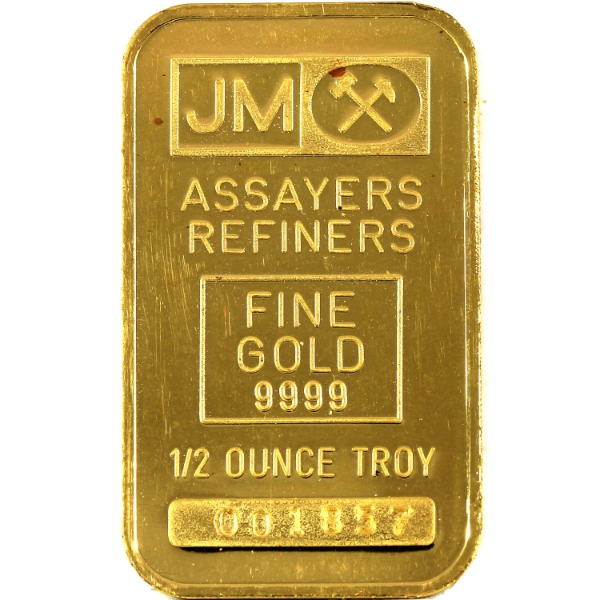 1/2oz Gold Johnson Matthey Vintage .9999 Gold Bar, SN: 001857 (Tax Exempt)