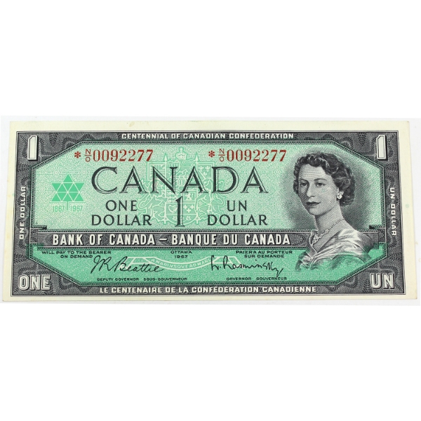 BC-45b 1967 $1 Olmstead Graded UNC or Better Beattie-Rasminsky *N/O Replacement SN:*N/O0092277
