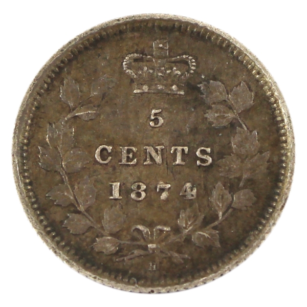 5-cent 1874H Crosslet 4 EF