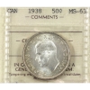 Image 1 : 50-cent 1938 ICCS MS63