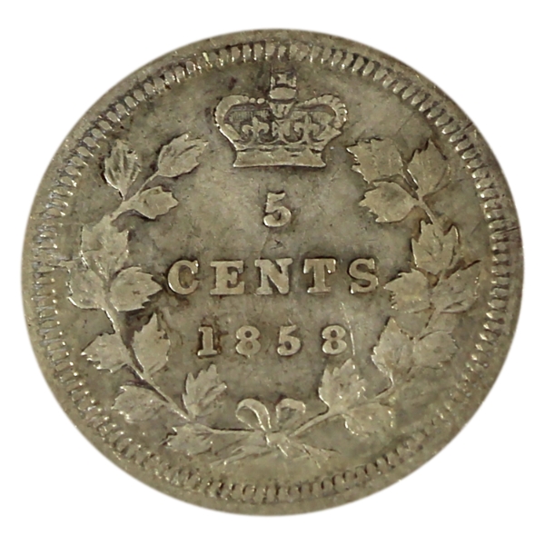 5-cent 1858 Small Date F-VF (Scratched)