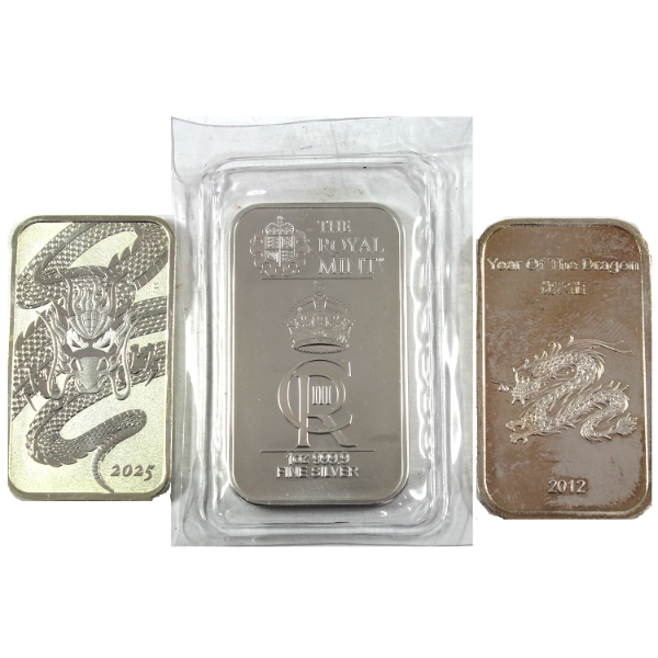 3x 1oz World 2012-2025 Themed .999 Fine Silver Bars. 3pcs. (Tax Exempt)