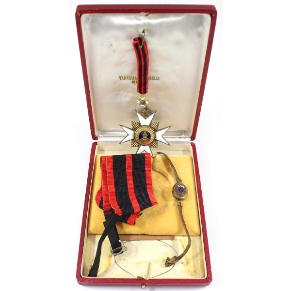 1841 Rome Order of St. Sylvester Medal & Navy Bracelet. 3pcs.