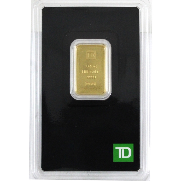 1/4oz TD Bank .9999 Fine Gold Bar (Tax Exempt)