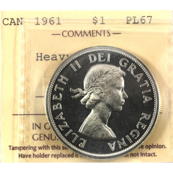 Silver $1 1961 ICCS PL67 Heavy Cameo