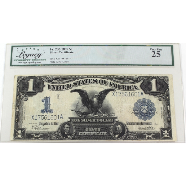 USA 1899 FR-236 $1 Legacy VF25 Speelman-White Silver Certificate SN: X17561601A