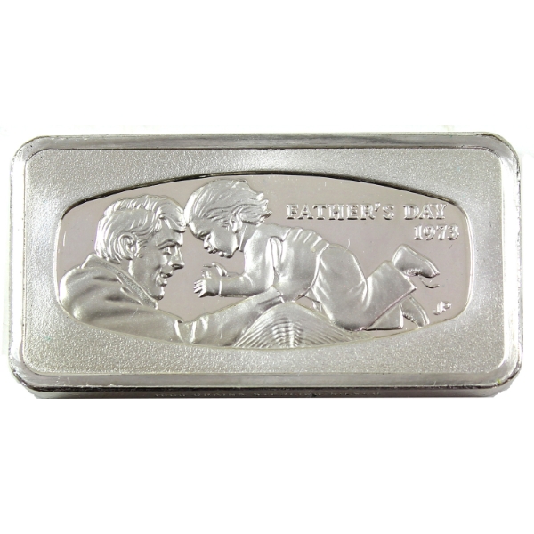 1000 Grains Franklin Mint 1973 Father's Day Sterling Silver Bar