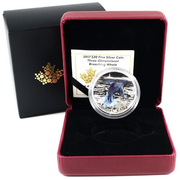 2017 $20 Three-Dimensional Breaching Whale Fine Silver Coin (Tax Exempt)
