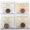 Image 1 : 1-cent 1954 SF, 1955 SF Lg Denticles, 1956 & 1957 ICCS PL65 Red. 4pcs.
