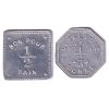 Image 1 : Blisvert Boulancer & Belisle Good for 1/2 Loaf Sorel Aluminium Trade Tokens. 2pcs.