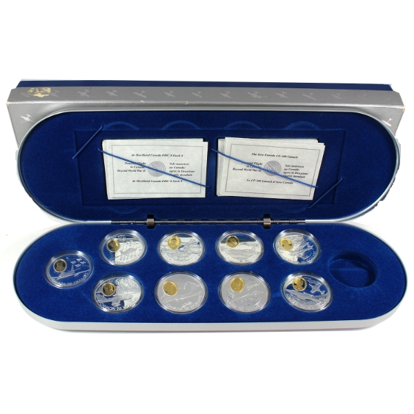 1995-1999 $20 Aviation Series Two- Beyond WWII Sterling Silver 9-coin Set