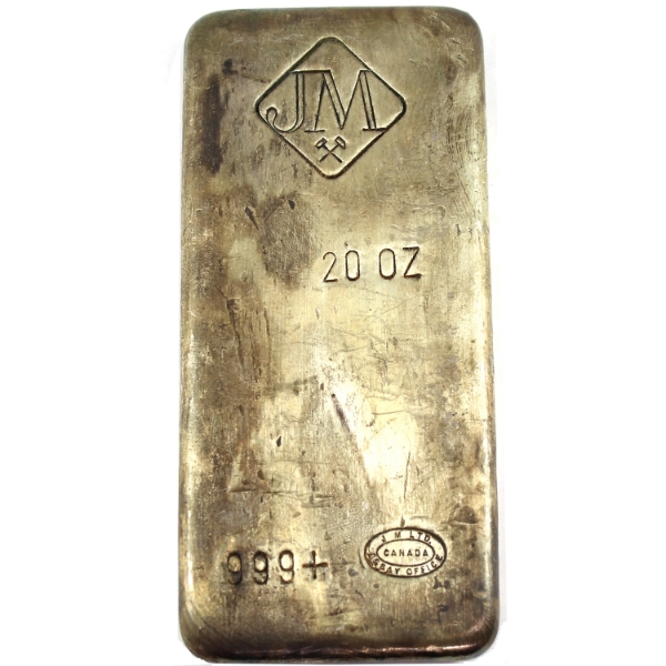 20oz Johnson Matthey Canada Large Diamond Hallmark .999+ Silver Bar. Mintage of <2000! (Tax Exempt)