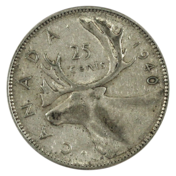 25-cent 1940 Rotated Die (45 Degree) VF-EF