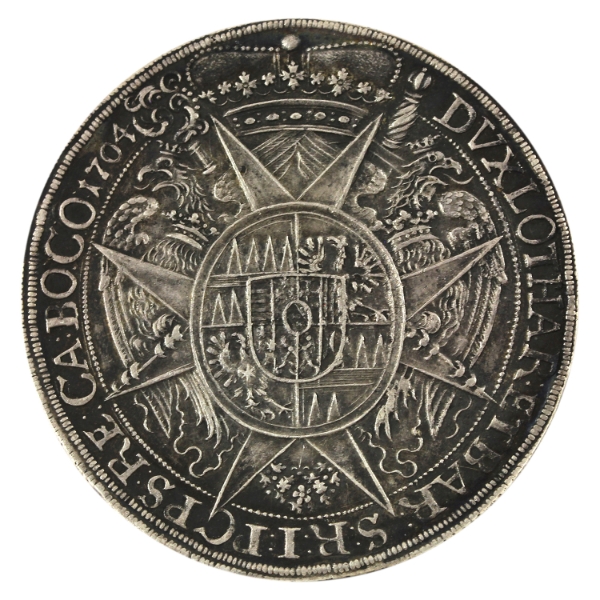 Austrian States Silver 1704 OLMÜTZ Thaler AU (Holed)