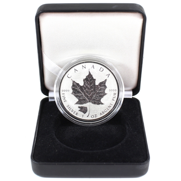 2016 $5 Silver Maple Leaf 1oz .9999 Fine Silver Coin w/ Grizzly Bear Privy Mark (Tax Exempt)