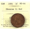 Image 1 : 1-cent 1884 Obv 2 ICCS MS64 Red