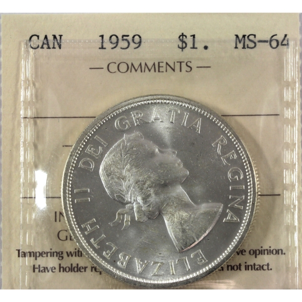 Silver $1 1959 ICCS MS64