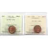 Image 1 : 1-cent 1965 LB B5 & 1965 LB P5 ICCS MS64 Red. 2pcs