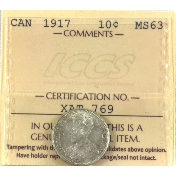 10-cent 1917 ICCS MS63