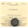 Image 1 : 5-cent 1894 ICCS AU50 (Lightly Cleaned)