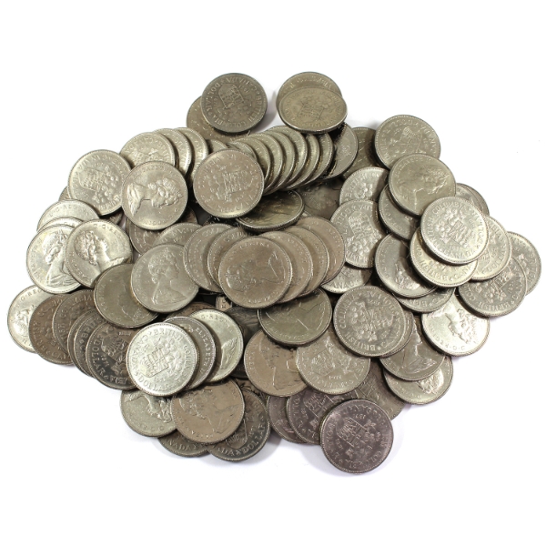 100x 1971 Nickel $1 British Columbia Centennial Dollars. 100pcs.