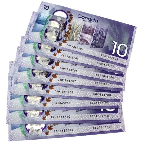 BC-75 2017 $10 Commemorative Issue Consecutive Wilkins-Poloz SN: CDB1863704-"11. 8pcs.