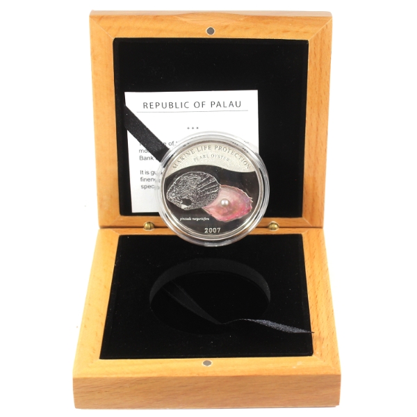 Republic of Palau Silver 2007 $5 The Pearl Oyster 25g .999 Fine Silver w/ Grey Pearl (Tax Exempt)