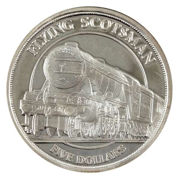 Turks & Caicos 1996 $5 The Flying Scotsman Medallion 10g .999 Fine Silver, 31mm (Tax Exempt)