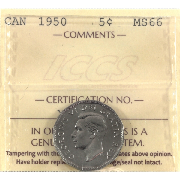 5-cent 1950 ICCS MS66
