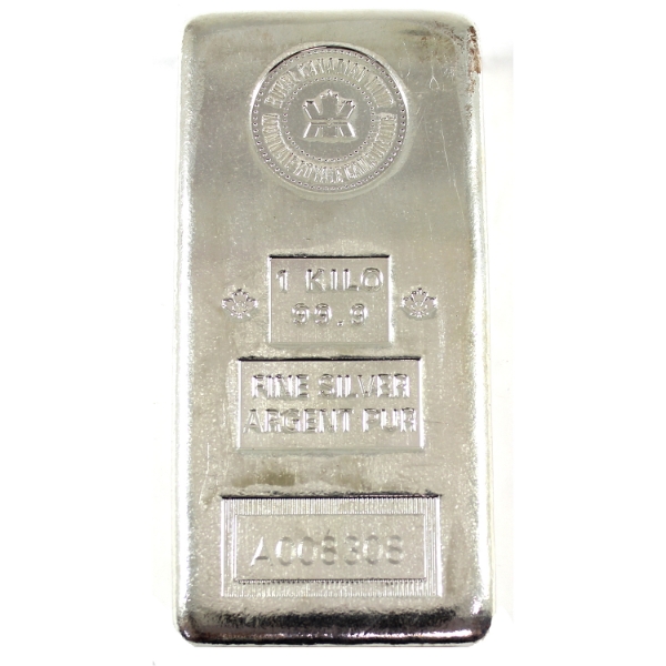 1 Kilo RCM .999 Fine Silver Bar (Tax Exempt)
