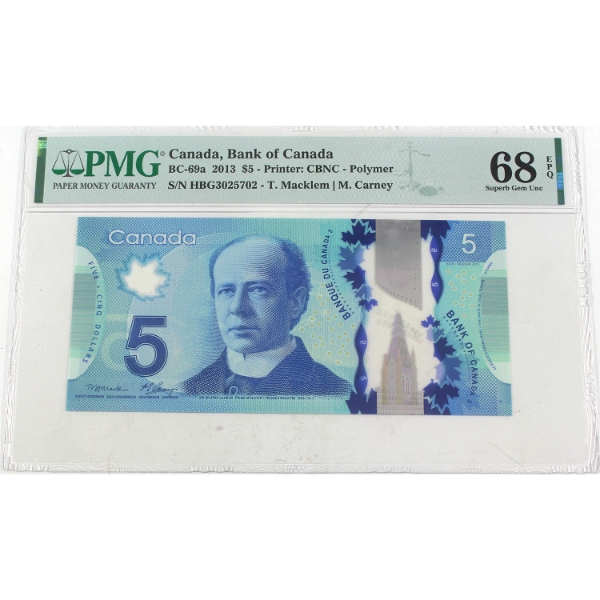 BC-69a 2013 $5 PMG Superb GEM UNC68 EPQ Macklem-Carney SN: HBG3025702