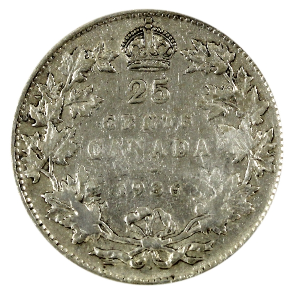 25-cent 1936 Dot VG-F (Scratched)
