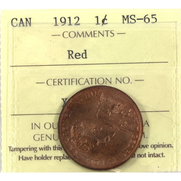 1-cent 1912 ICCS MS65 Red 