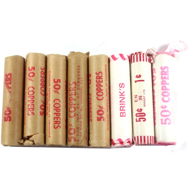 8x 1-cent 1977-1979 Original Wrapped Rolls of 50pcs. 8 Rolls.