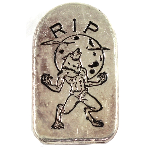2oz Monarch Precious Metals Werewolf Tombstone .999 Fine Silver Art Bar (Tax Exempt)