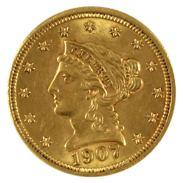 USA Gold 1907 $2.50 Quarter Eagle UNC+