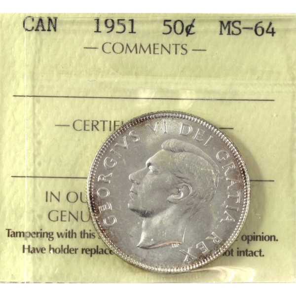 50-cent 1951 ICCS MS64