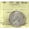 Image 1 : 50-cent 1951 ICCS MS64