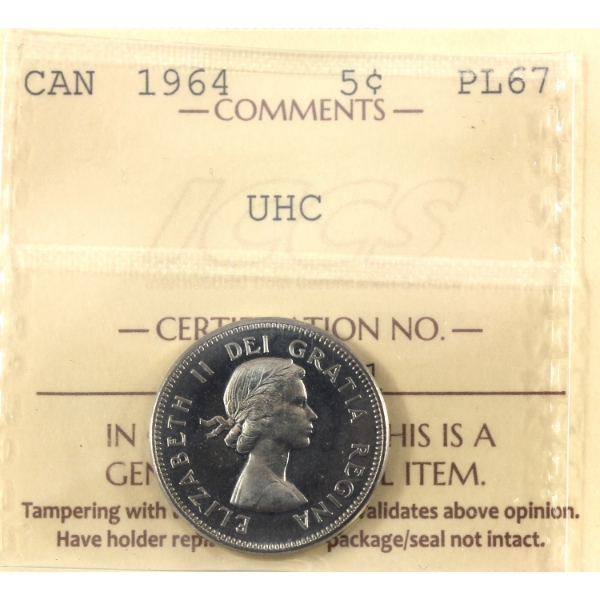 5-cent 1964 ICCS PL67 Ultra Heavy Cameo