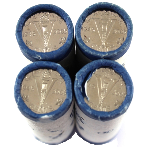 2005 5-cent V-E Day Rolls of 40pcs. 4 Rolls.