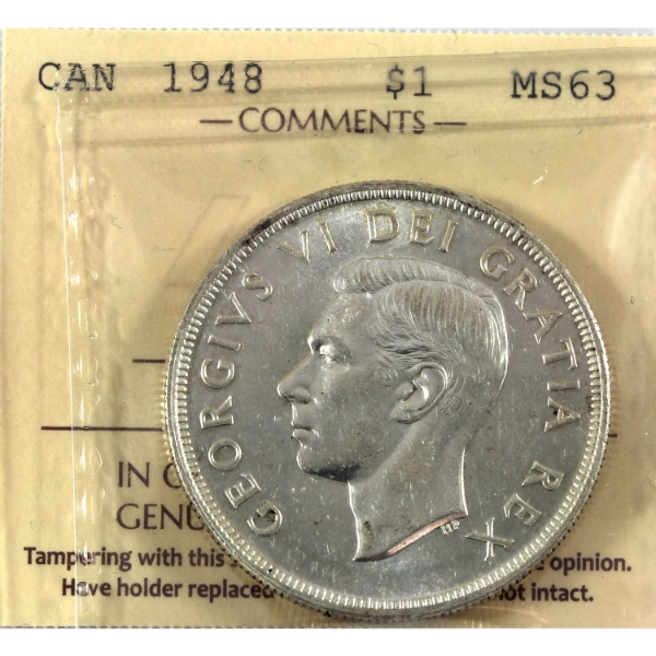 Silver $1 1948 ICCS MS63